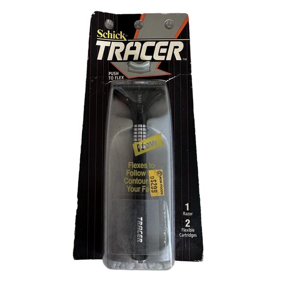 NEW Vintage 1990 Schick Tracer Razor w/ 2 Flexible Cartridges Sealed NOS New - Picture 1 of 2